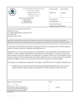 US EPA, Pesticide Product Label, Sharda Lactofen 24% EC,07/26/2017