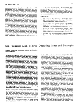 San Francisco Muni Metro: Operating Issues and Strategies
