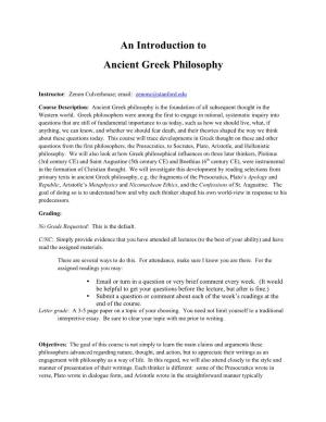 An Introduction to Ancient Greek Philosophy