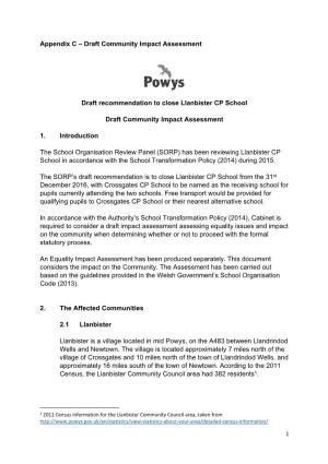 Appendix C – Draft Community Impact Assessment Draft Recommendation