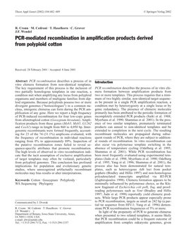 PCR-Mediated Recombination in Amplification Products Derived from Polyploid Cotton
