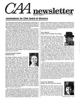 Fall 1986 CAA Newsletter I Classifieds [Grants and Awards