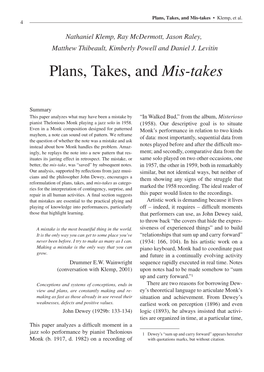 Plans, Takes, and Mis-Takes • Klemp, Et Al