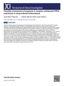 Possible Involvement of Pregnane X Receptor–Enhanced CYP24 Expression in Drug-Induced Osteomalacia