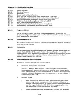 Chapter 22—Residential Districts