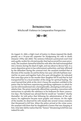 INTRODUCTION Witchcraft Violence in Comparative Perspective Y•Z