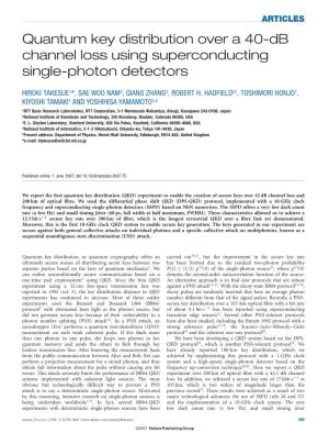Quantum Key Distribution Over a 40-Db Channel Loss Using Superconducting Single-Photon Detectors