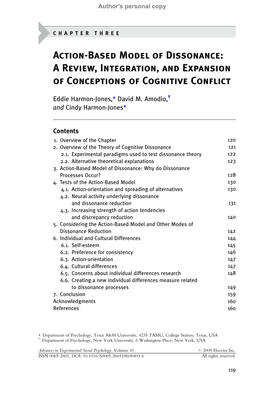Action-Based Model of Dissonance: a Review, Integration, and Expansion of Conceptions of Cognitive Conflict