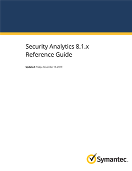Security Analytics 8.1.X Reference Guide