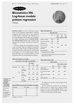 Log-Linear Models: Poisson Regression Y H Chan