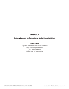 APPENDIX F Autopsy Protocol for Recreational Scuba Diving Fatalities