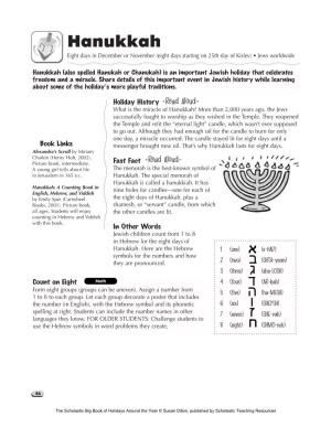 Hanukkah Eight Days in December Or November (Eight Days Starting on 25Th Day of Kislev) • Jews Worldwide