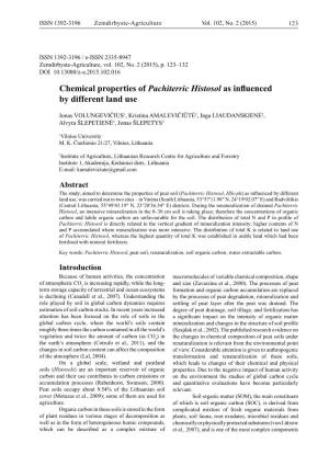 Chemical Properties of Pachiterric Histosol As Influenced by Different Land Use