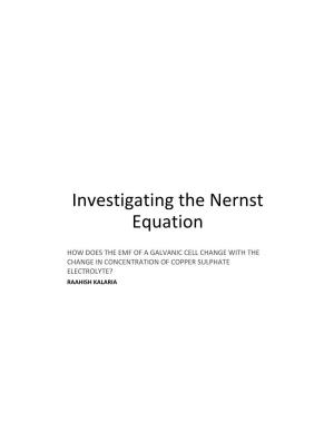 Investigating the Nernst Equation
