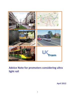 Advice Note for Promoters Considering Ultra Light Rail