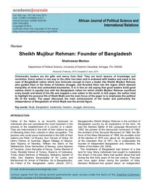 Sheikh Mujibur Rehman: Founder of Bangladesh