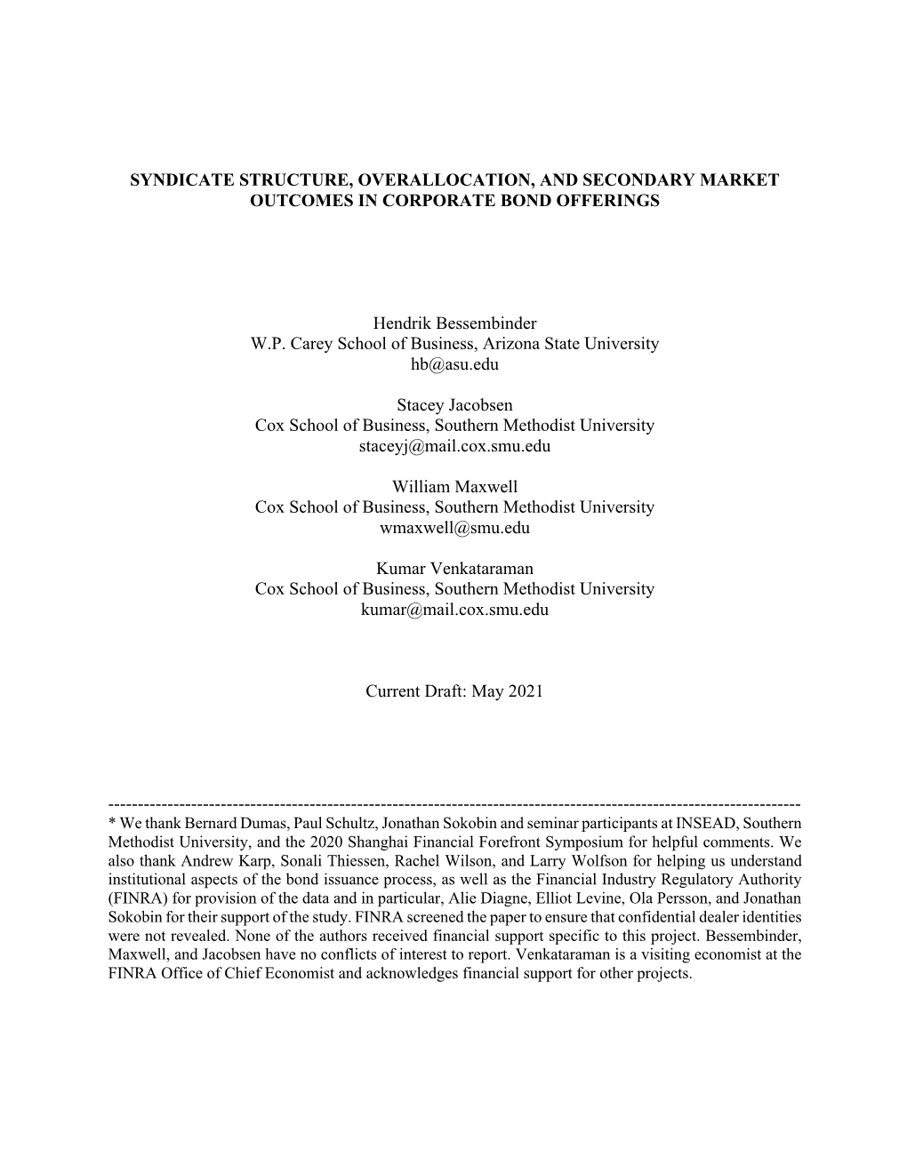 Syndicate Structure, Primary Allocation and Secondary Market