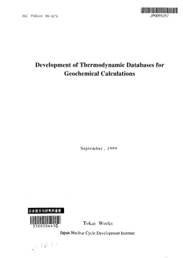 Development of Thermodynamic Databases for Geochemical Calculations