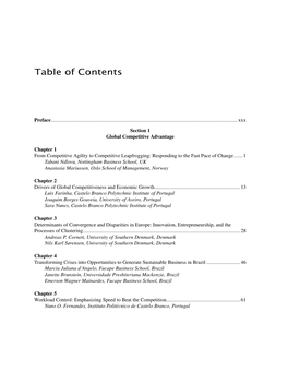 Table of Contents