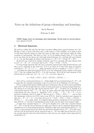 Notes on the Definitions of Group Cohomology and Homology