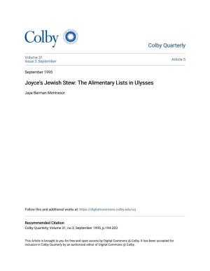 Joyce's Jewish Stew: the Alimentary Lists in Ulysses