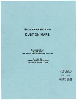 MECA Workshop on Dust on Mars. Program, Abstracts