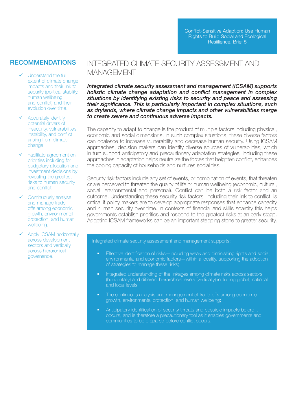 TECS CSA Brief 5: Integrated Climate Security Assessment And