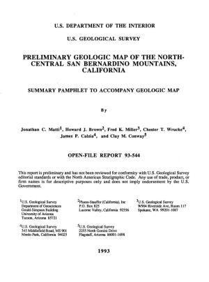 Preliminary Geologic Map of the North Central San Bernardino Mountains, California