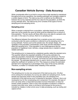 Canadian Vehicle Survey - Data Accuracy