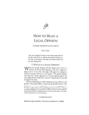 How to Read a Legal Opinion