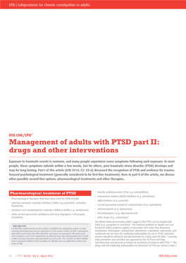 Management of Adults with PTSD Part II: Drugs and Other Interventions