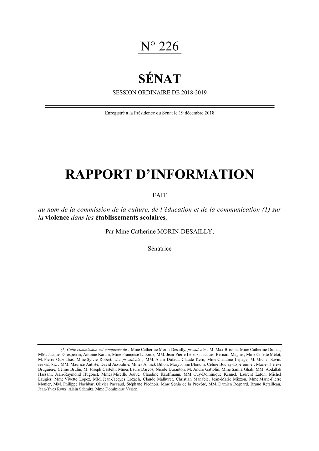 Rapport D'information