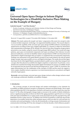 Universal Open Space Design to Inform Digital Technologies for a Disability-Inclusive Place-Making on the Example of Hungary