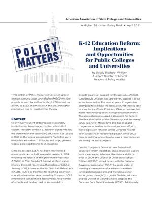 K-12 Education Reform