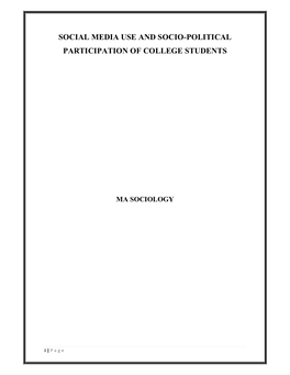 Social Media Use and Socio-Political Participation of College Students