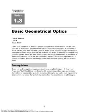 Basic Geometrical Optics