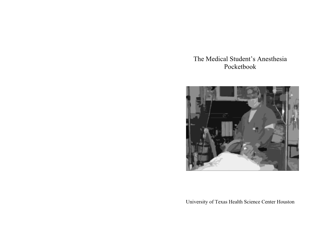 The Medical Student's Anesthesia Pocketbook