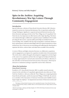 Spies in the Archive: Acquiring Revolutionary War Spy Letters Through Community Engagement