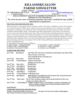 Killasser/Callow Parish Newsletter Parish Website - Fr