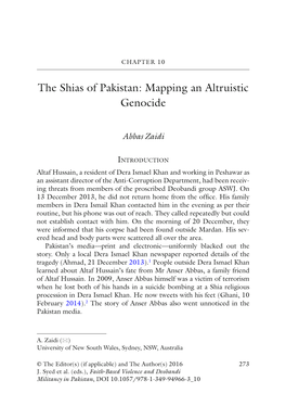 The Shias of Pakistan: Mapping an Altruistic Genocide