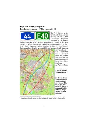 Lage Und Erläuterungen Zur Bundesautobahn a 44 / Europastraße 40