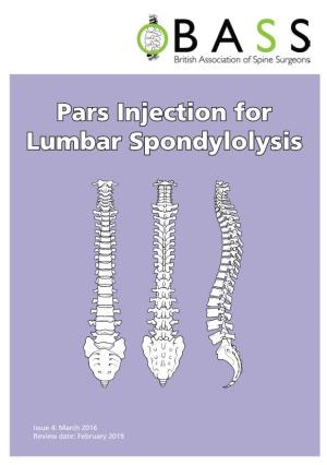 Pars Injection for Lumbar Spondylolysis