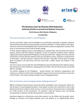 The Business Case for Disaster Risk Reduction