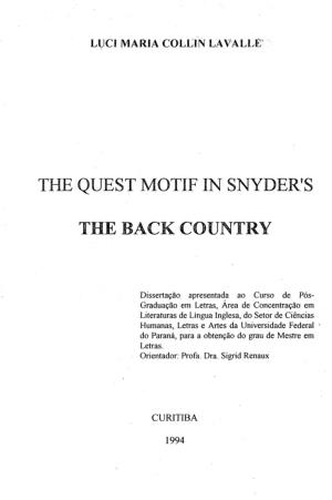 The Quest Motif in Snyder's the Back Country