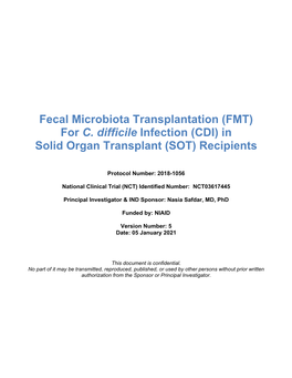 Fecal Microbiota Transplantation (FMT) for C
