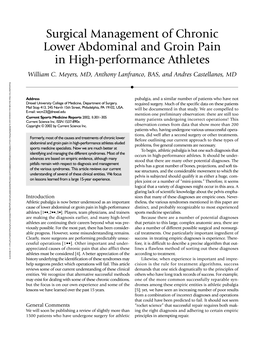 Surgical Management of Chronic Lower Abdominal and Groin Pain In