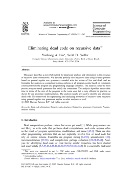 Eliminating Dead Code on Recursive Data