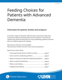 Feeding Choices for Patients with Advanced Dementia