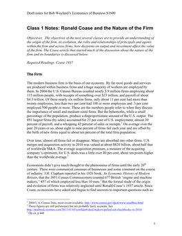 Ronald Coase and the Nature of the Firm