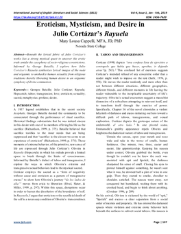 Eroticism, Mysticism, and Desire in Julio Cortázar's Rayuela